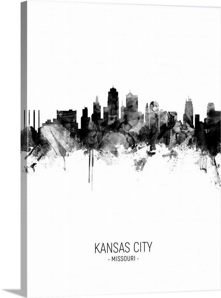 Watercolor art print of the skyline of Kansas City, Missouri, United States
