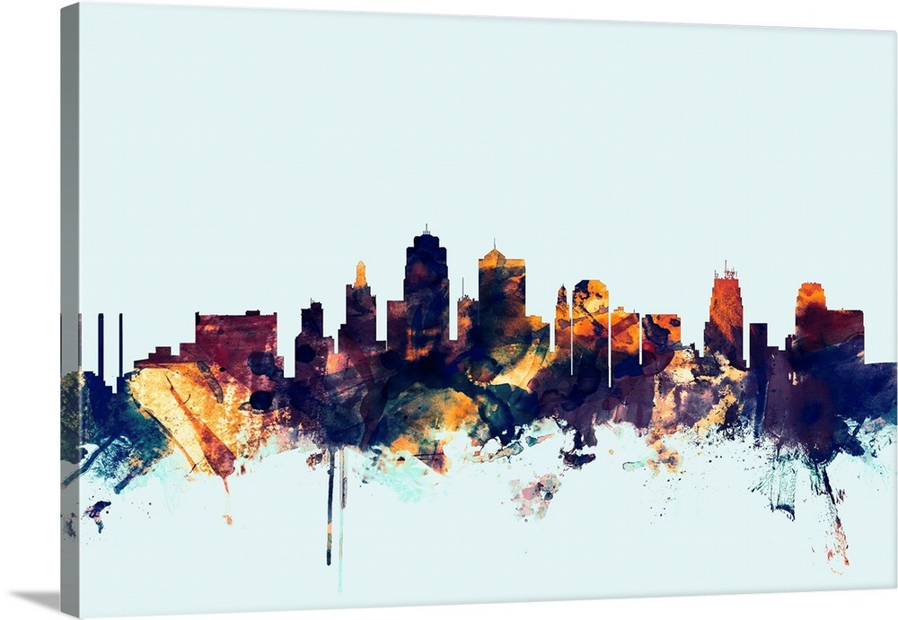 Kansas City Skyline Wall Art, Canvas Prints, Framed Prints, Wall Peels