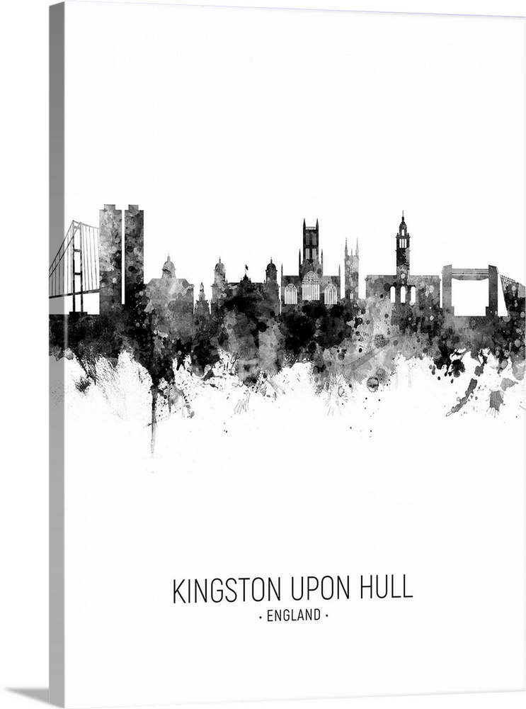 Watercolor art print of the skyline of Kingston upon Hull, England, United Kingdom
