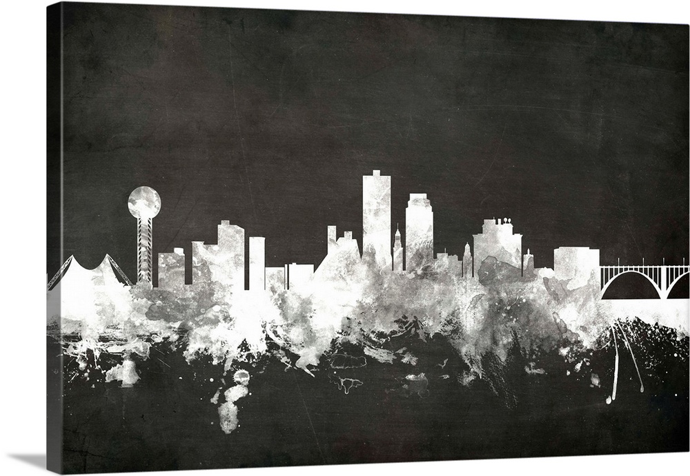Art print of the skyline of Knoxville, Tennessee, United States.