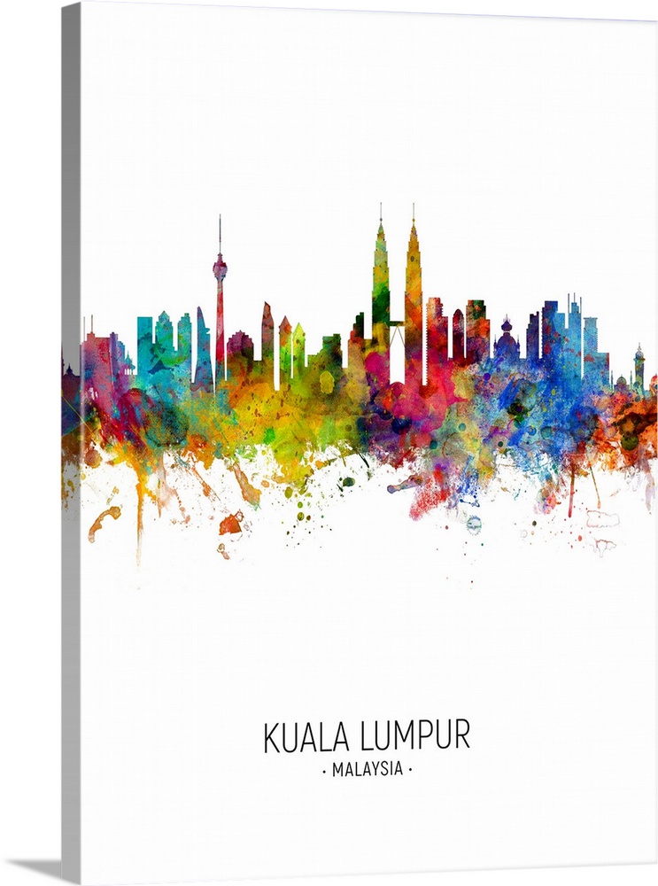 Watercolor art print of the skyline of Kuala Lumpur, Malaysia