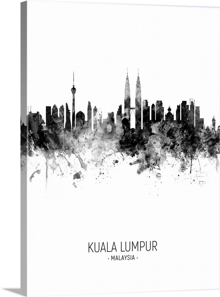 Watercolor art print of the skyline of Kuala Lumpur, Malaysia