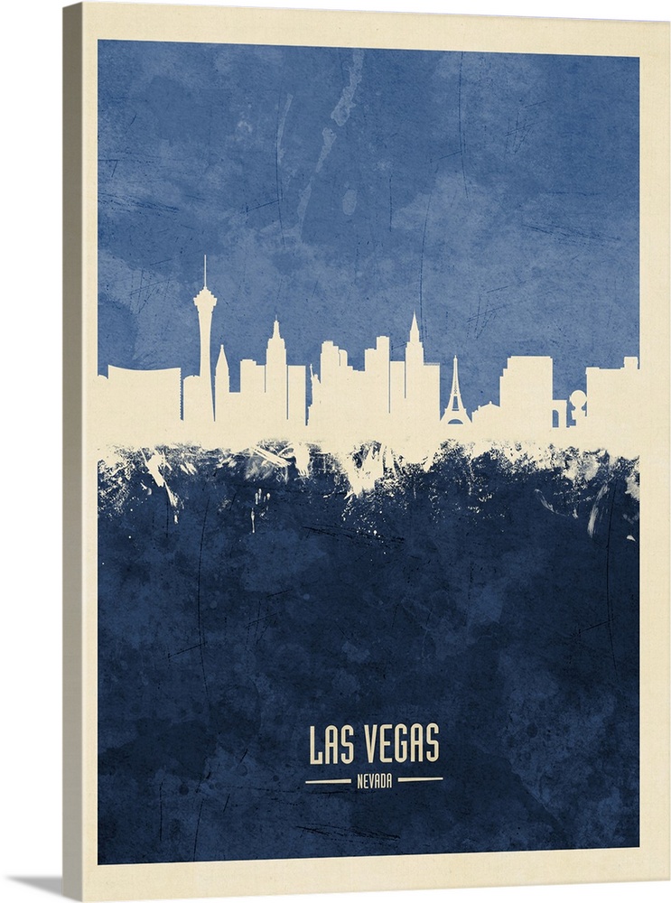 Watercolor art print of the skyline of Las Vegas, Nevada, United States