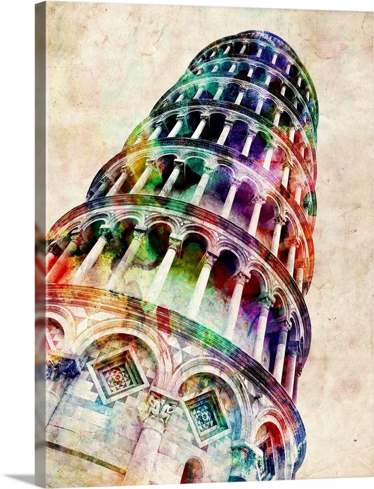 Leaning tower of Pisa watercolor illustration Wall Art, Canvas Prints