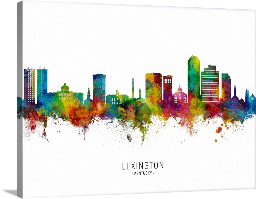 Watercolor art print of the skyline of Lexington, Kentucky