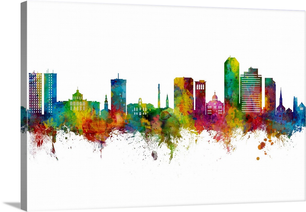 Watercolor art print of the skyline of Lexington, Kentucky