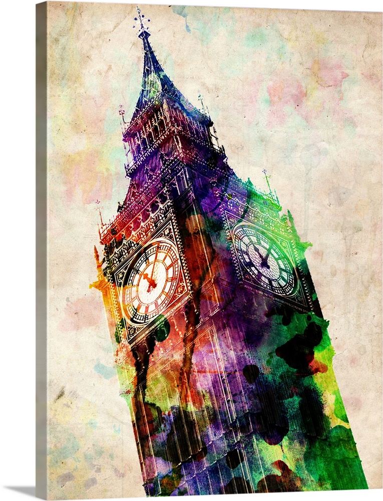 London Big Ben Urban Watercolor / Mixed Media
