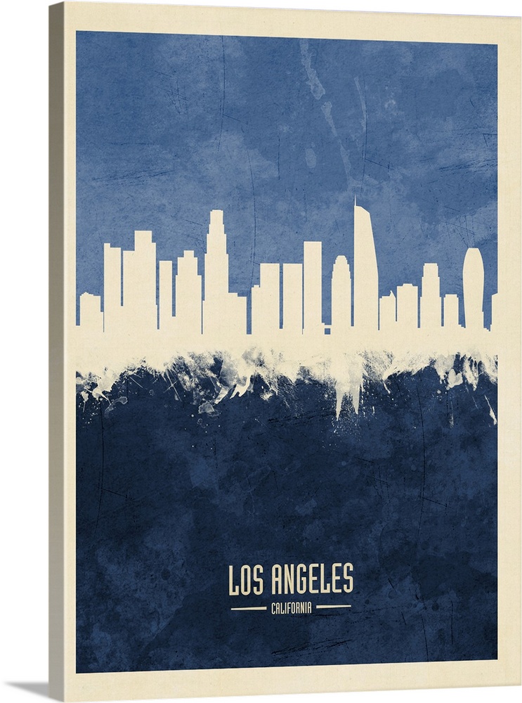 Watercolor art print of the skyline of Los Angeles, California, United States