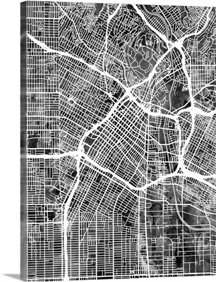 Los Angeles City Street Map, Black and White