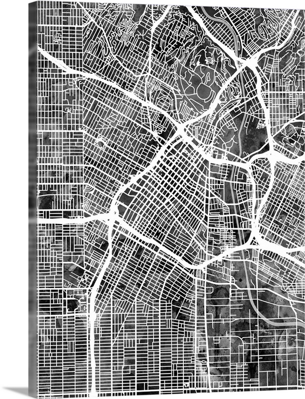 Los Angeles City Street Map, Black and White | Great Big Canvas