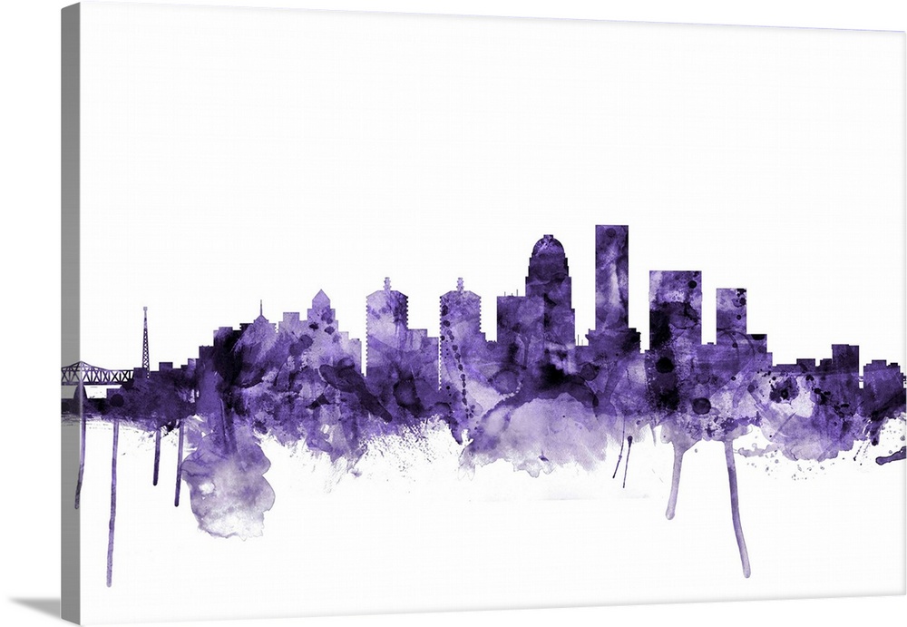Watercolor art print of the skyline of Louisville, Kentucky, United States