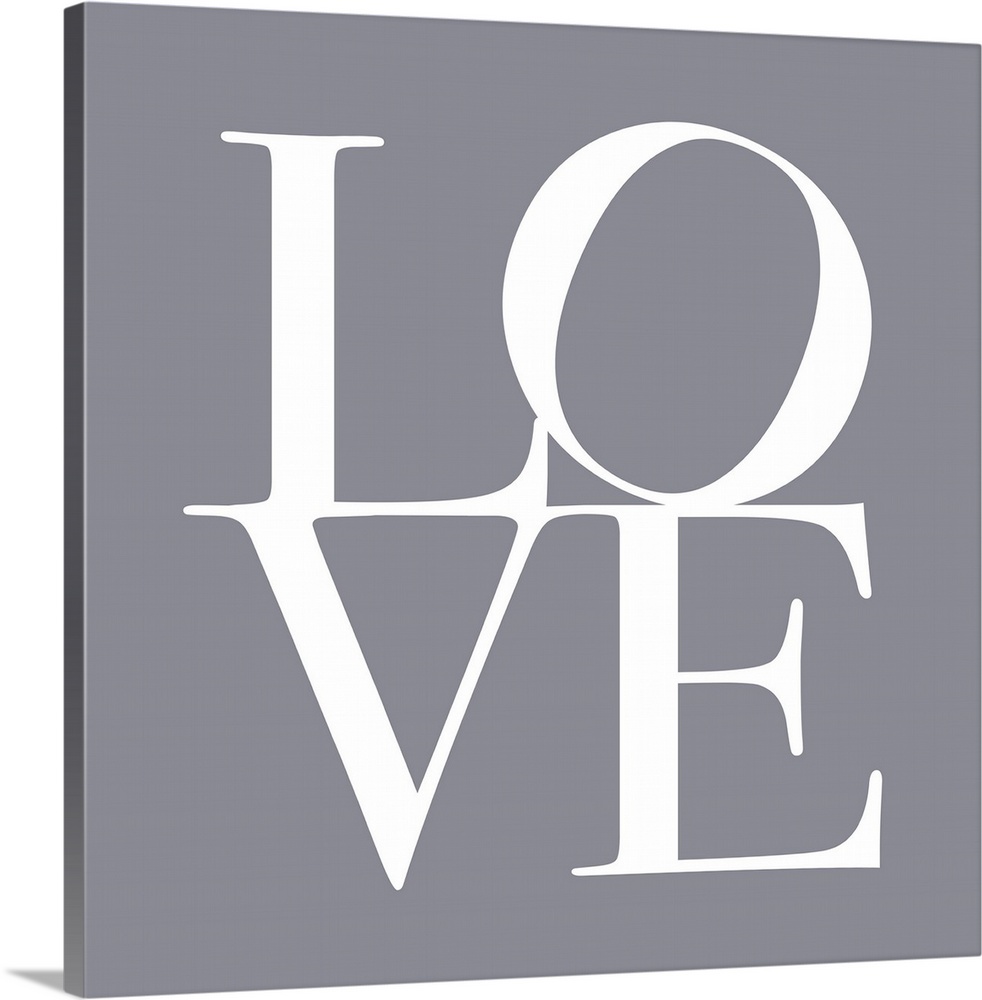 LOVE, typography text art print and canvas print, with the word LOVE written against a gey background. Chic, contemporary,...