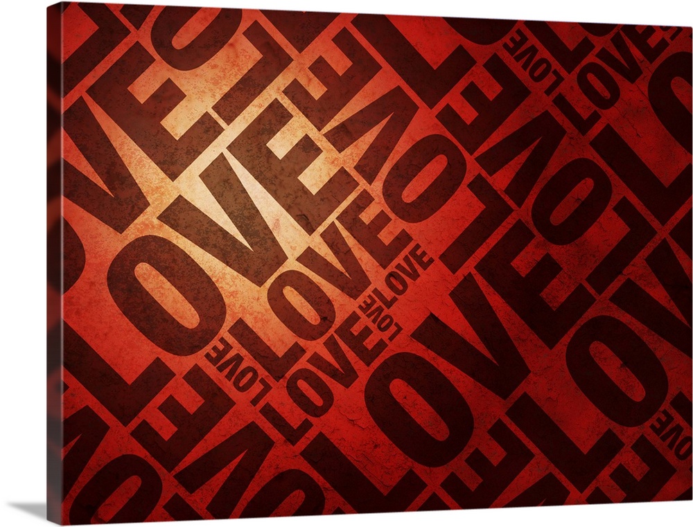 Love Letters on Red, text art print