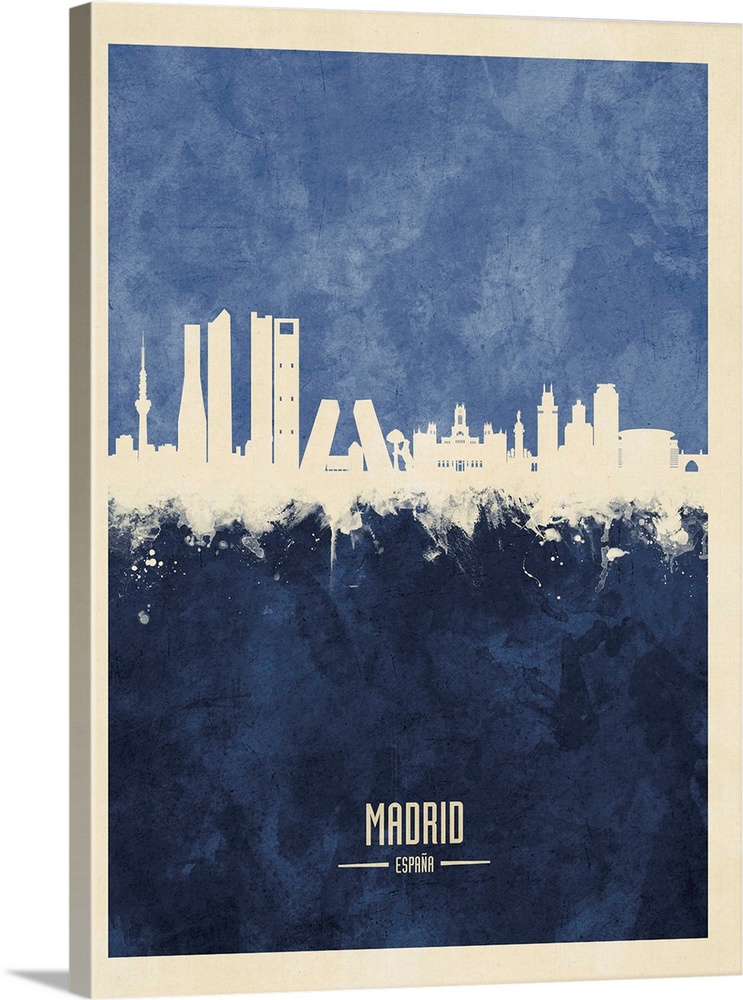 Watercolor art print of the skyline of Madrid, Spain