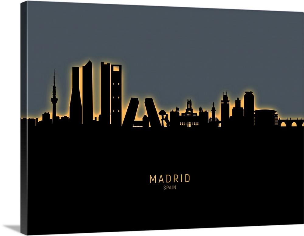 Skyline of Madrid, Spain.