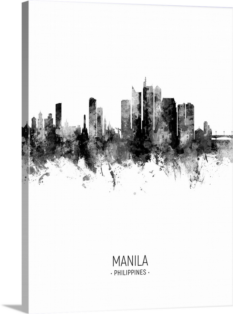 Watercolor art print of the skyline of Manila, Philippines