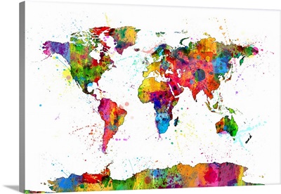 Map of the World Map Watercolor