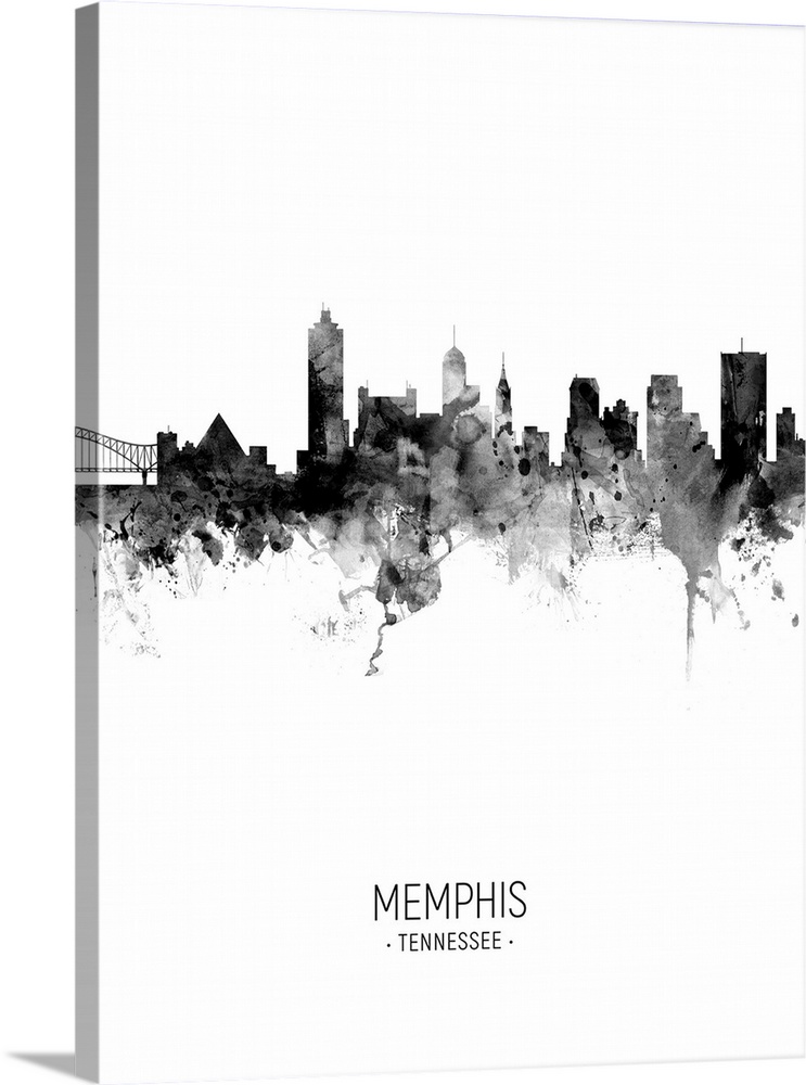 Watercolor art print of the skyline of Memphis, Tennessee, United States