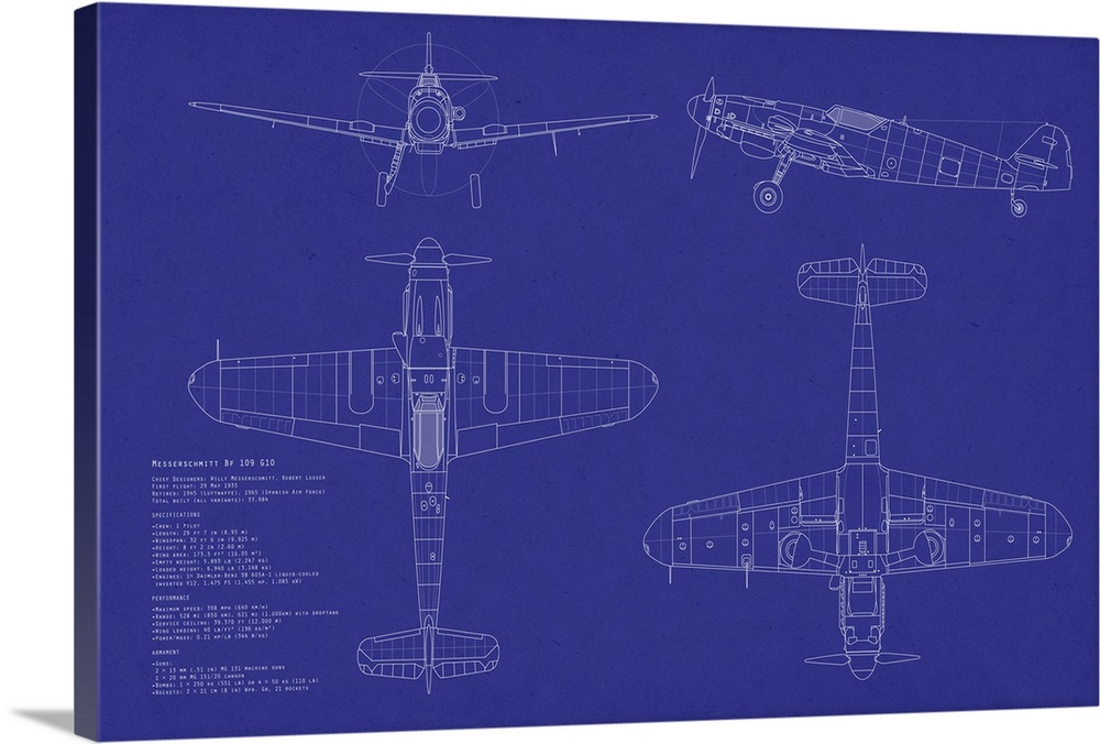This large piece is a blueprint of a Messerschmitt airplane.