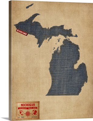 Michigan Map Denim Jeans Style