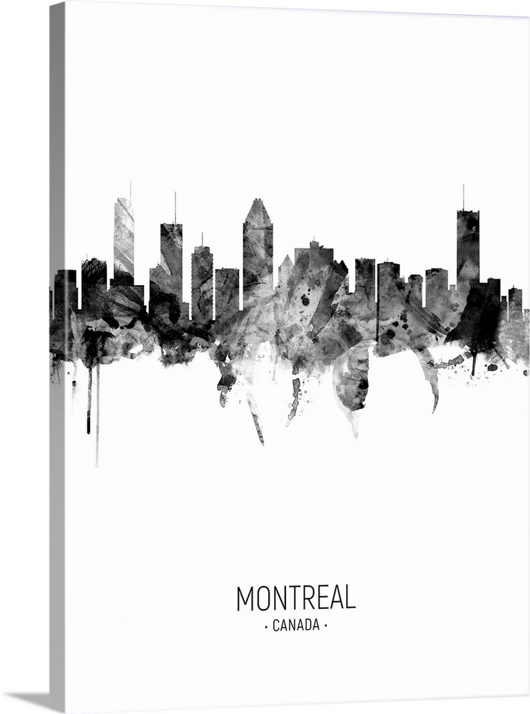 Watercolor art print of the skyline of Montreal, Canada