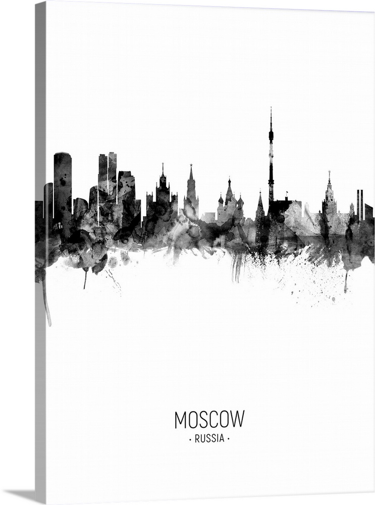 Watercolor art print of the skyline of Moscow, Russia