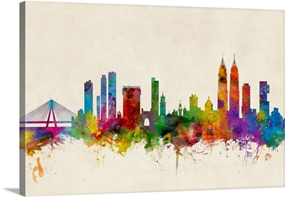 Mumbai India Skyline, Multicolor on Beige