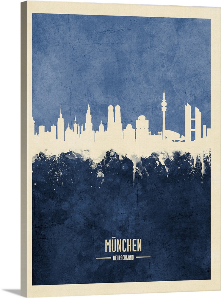 Watercolor art print of the skyline of Munich, Germany (MAnchen)