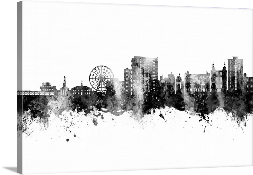 Watercolor art print of the skyline of Myrtle Beach, South Carolina, United States
