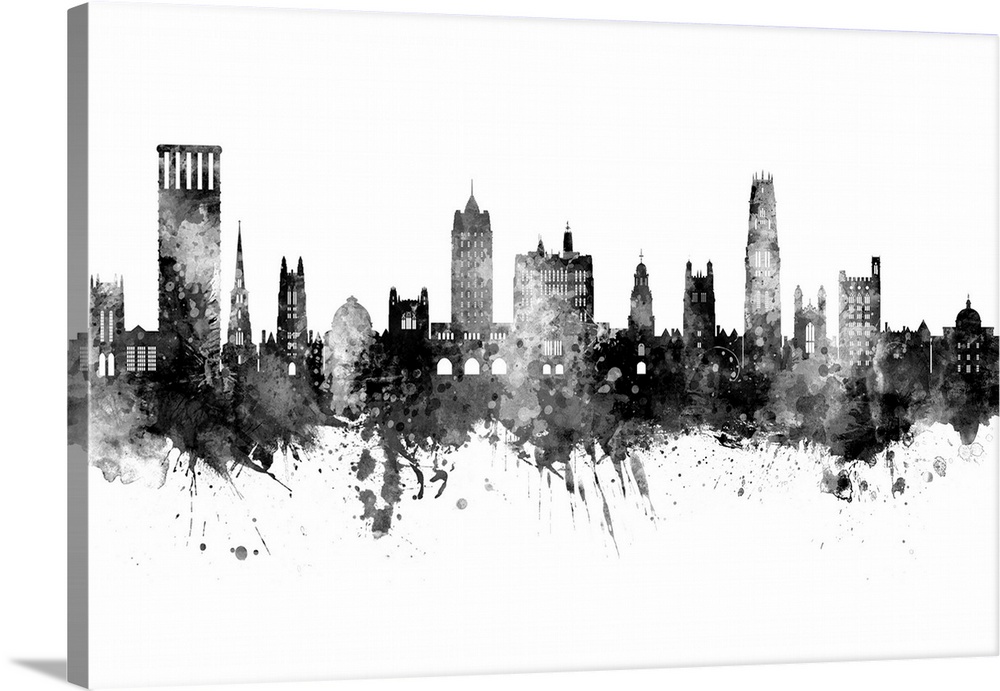Watercolor art print of the skyline of New Haven, Connecticut York