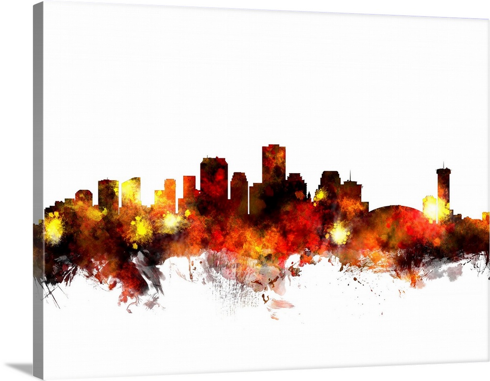 Watercolor art print of the skyline of New Orleans, Louisiana, United States
