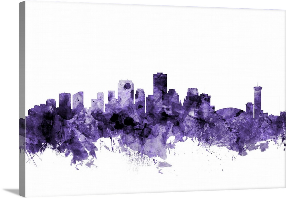 Watercolor art print of the skyline of New Orleans, Louisiana, United States
