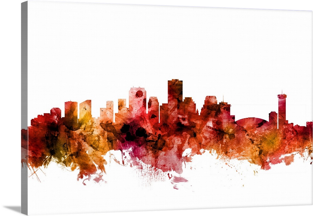 Watercolor art print of the skyline of New Orleans, Louisiana, United States.