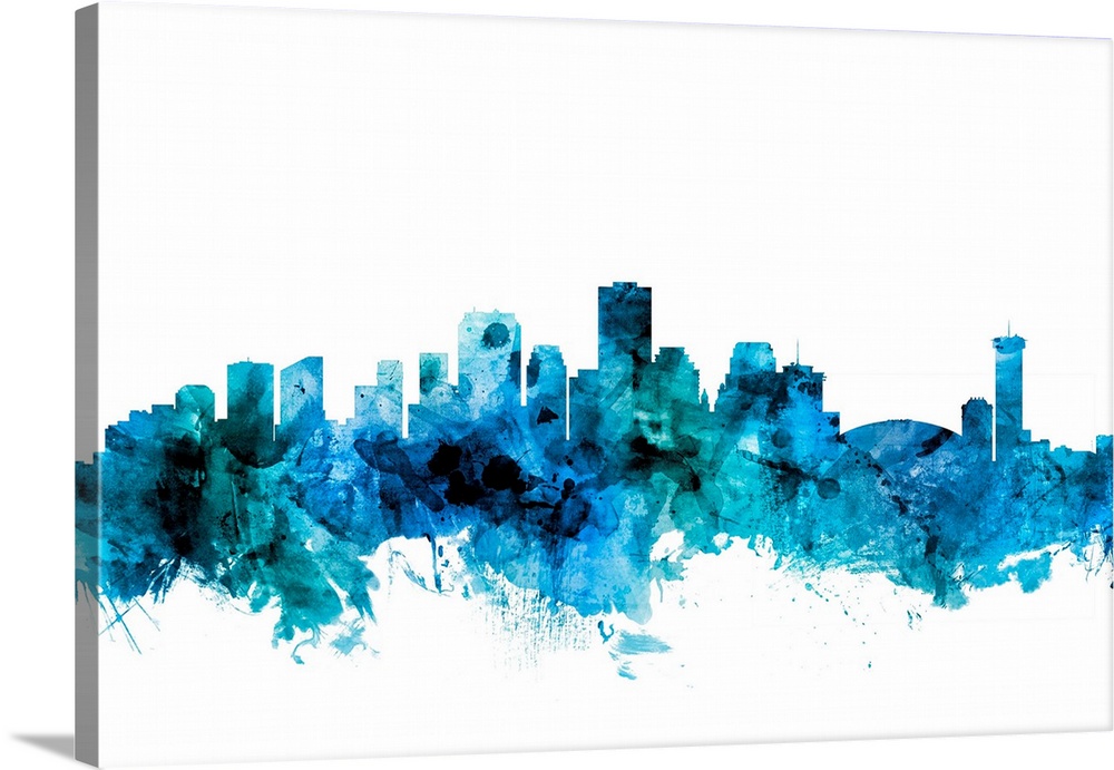 Watercolor art print of the skyline of New Orleans, Louisiana, United States.