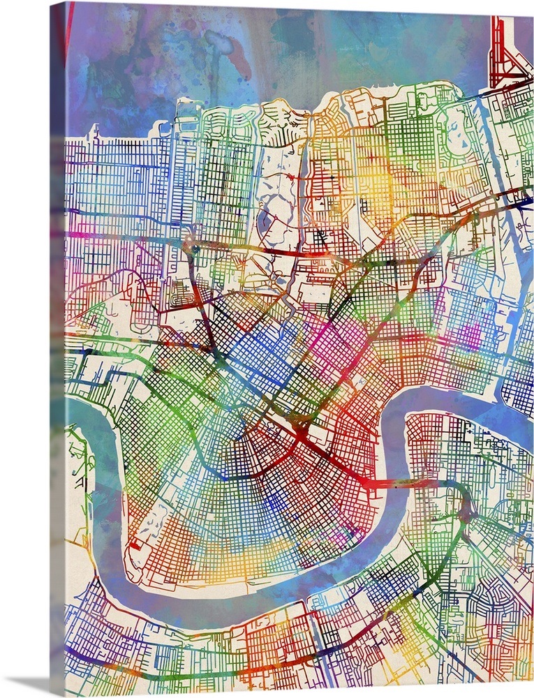 New Orleans Street Map Wall Art, Canvas Prints, Framed Prints, Wall ...