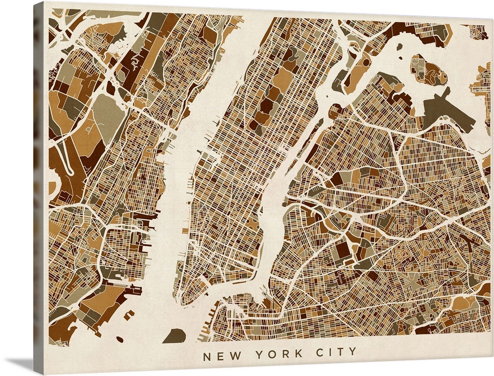 New York City Street Map Wall Art Canvas Prints Framed Prints Wall Peels Great Big Canvas