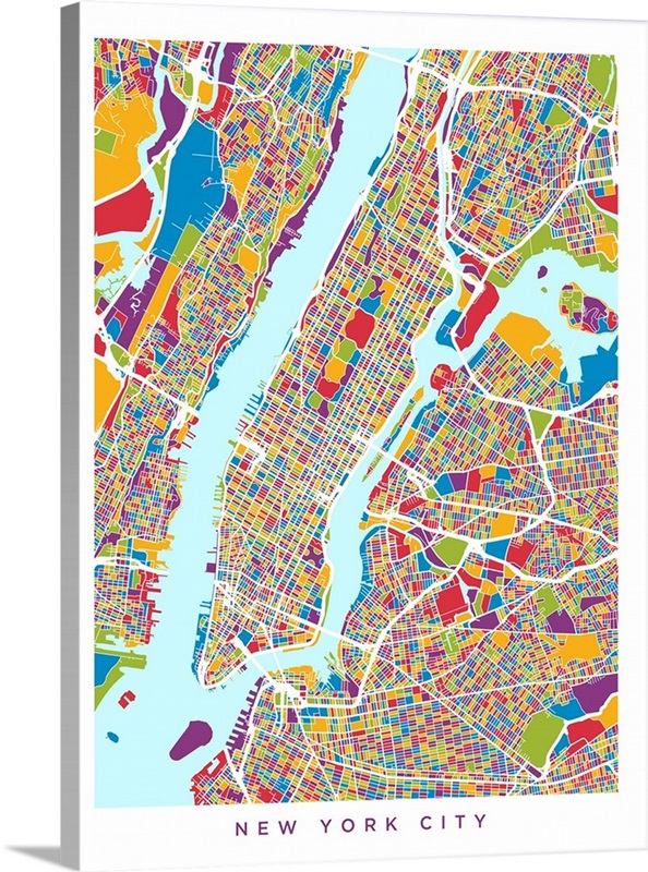 New York City Street Map Wall Art, Canvas Prints, Framed Prints, Wall