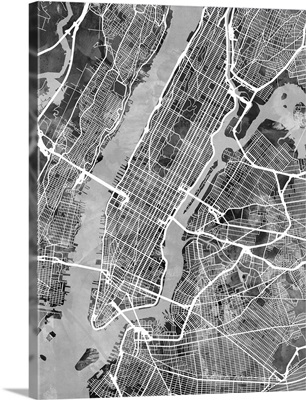 New York City Street Map, Black and White