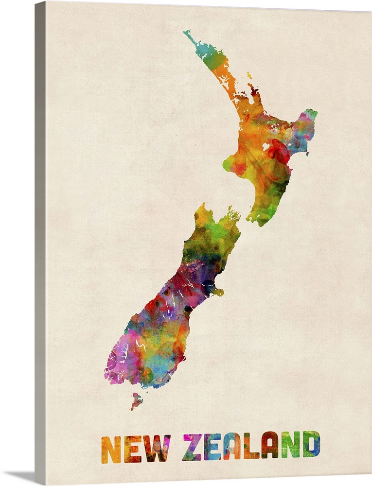 New Zealand Watercolor Map
