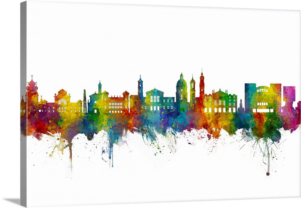 Watercolor art print of the skyline of Nice, France