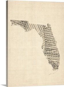 Old Sheet Music Map of Florida image thumbnail