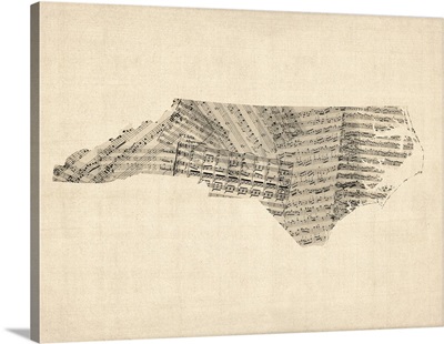 Old Sheet Music Map of North Carolina