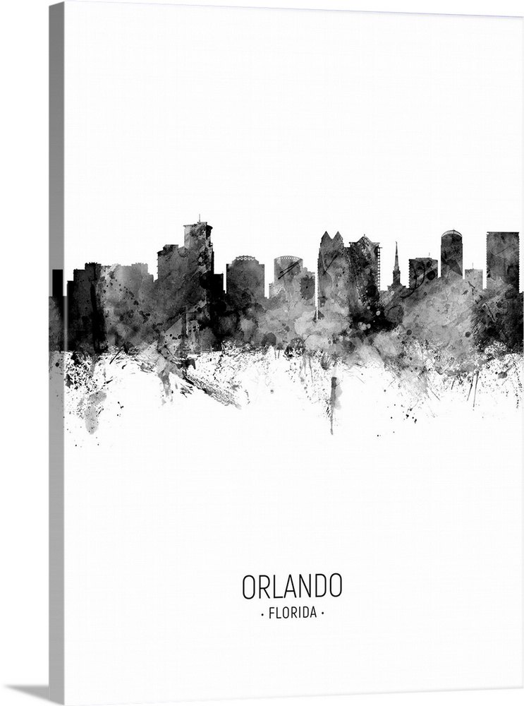 Watercolor art print of the skyline of Orlando, Florida, United States