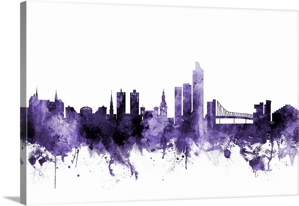 Watercolor art print of the skyline of Oslo, Norway (Norge)