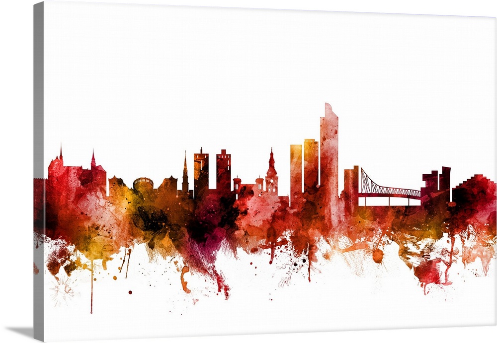 Watercolor art print of the skyline of Oslo, Norway (Norge).