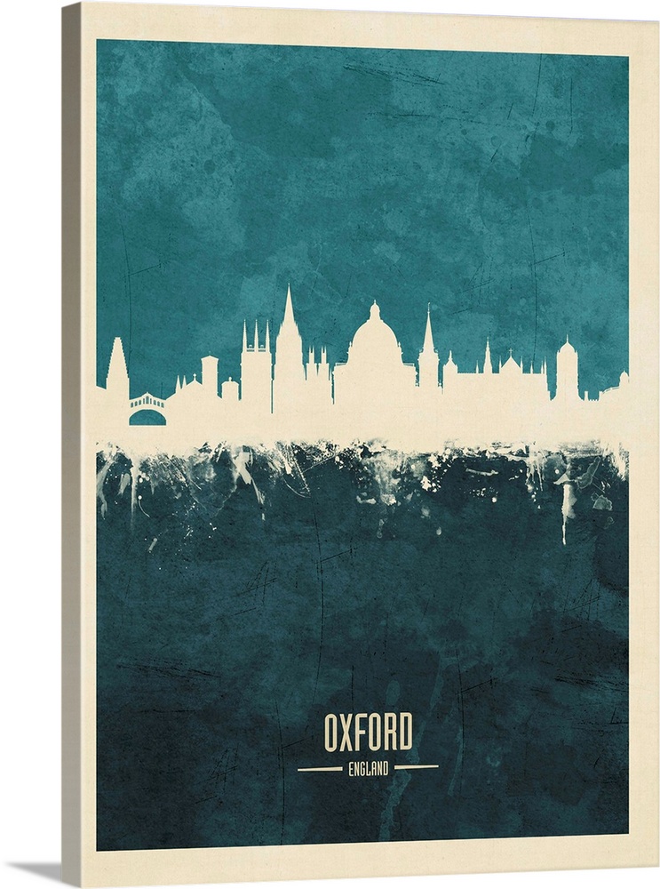 Watercolor art print of the skyline of Oxford, England, United Kingdom