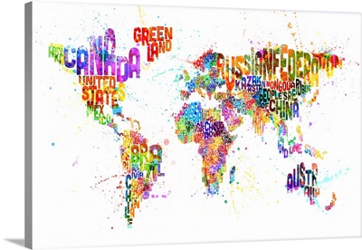Paint Splashes Text Map of the World