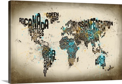 Paint Splashes Text Map of the World