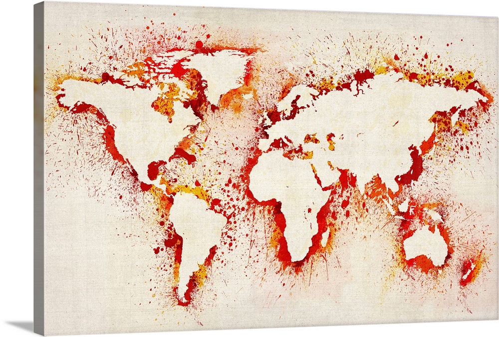 Paint Stencil Map of The World | Large Solid-Faced Canvas Wall Art Print | Great Big Canvas