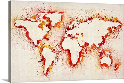 Paint stencil map of the world